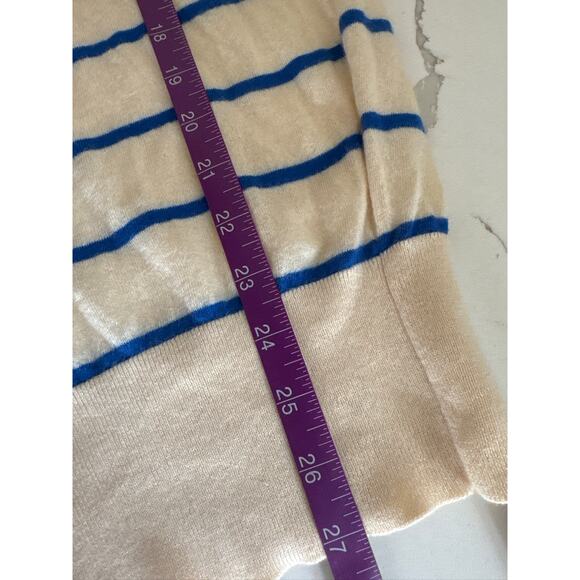 Demylee New York V-Neck Striped Cashmere Short Sleeve Sweater - Size S - Picture 7 of 7